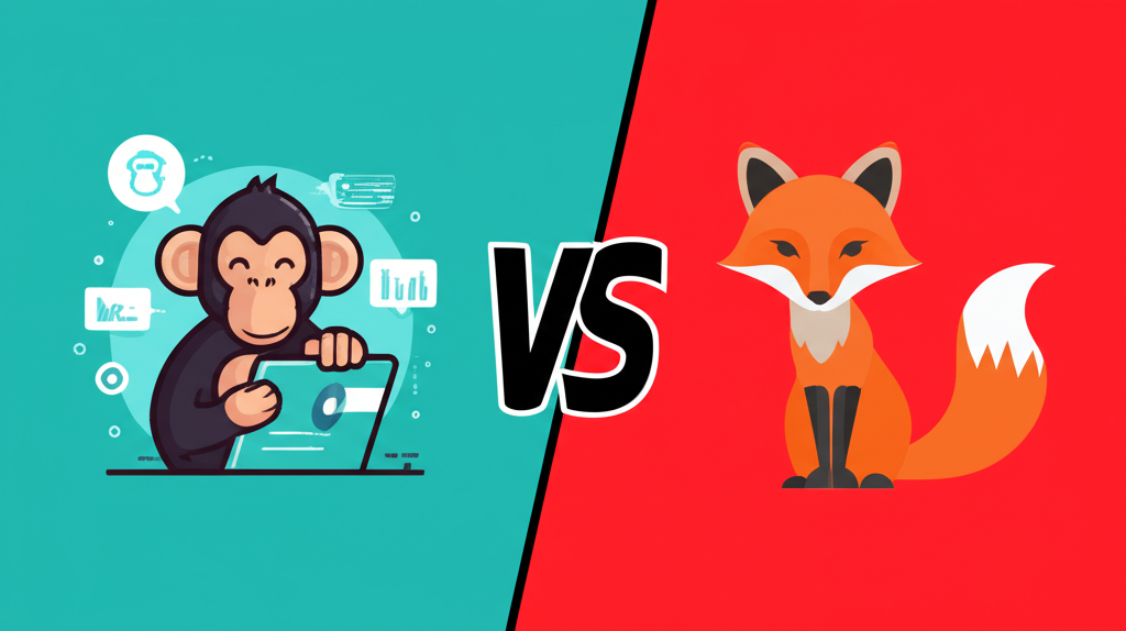 Generate a high-quality, relevant image prompt for an article about: Mailchimp vs SendFox: Ultimate