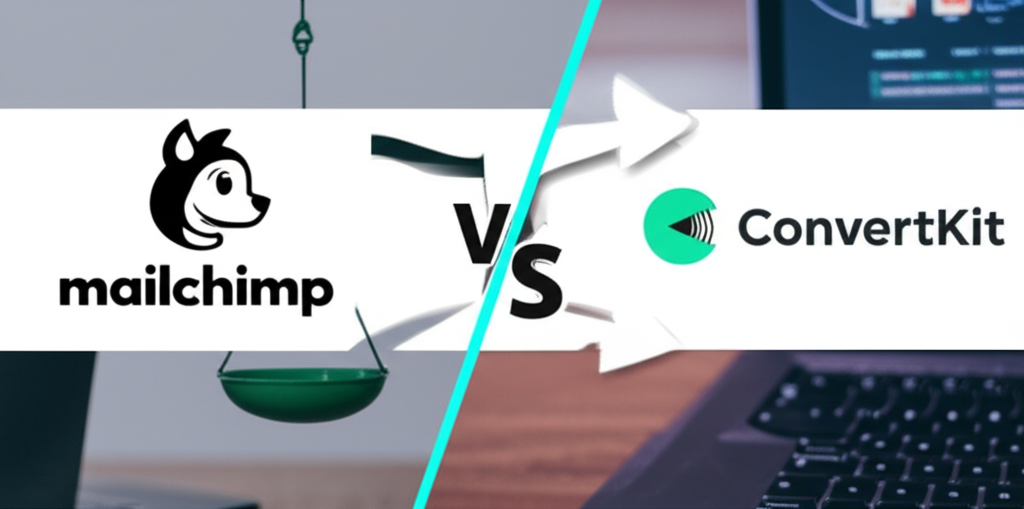 Generate a high-quality, relevant image prompt for an article about: Mailchimp vs ConvertKit: Ultima