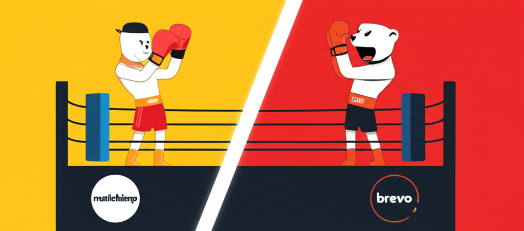 Generate a high-quality, relevant image prompt for an article about: Mailchimp vs Brevo: Ultimate Sh