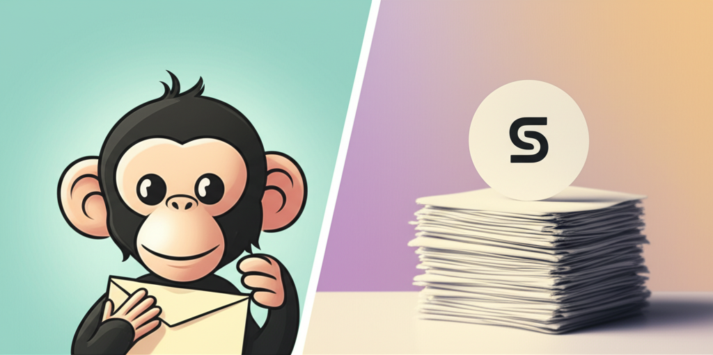 Generate a high-quality, relevant image prompt for an article about: Mailchimp vs Substack: Essentia