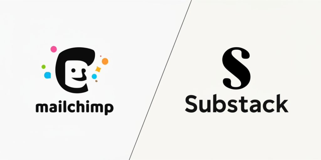 Generate a high-quality, relevant image prompt for an article about: Mailchimp vs Substack: Essentia