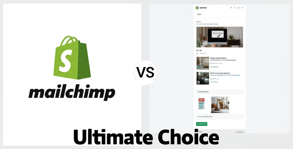 Generate a high-quality, relevant image prompt for an article about: Mailchimp vs Shopify Email: Ult