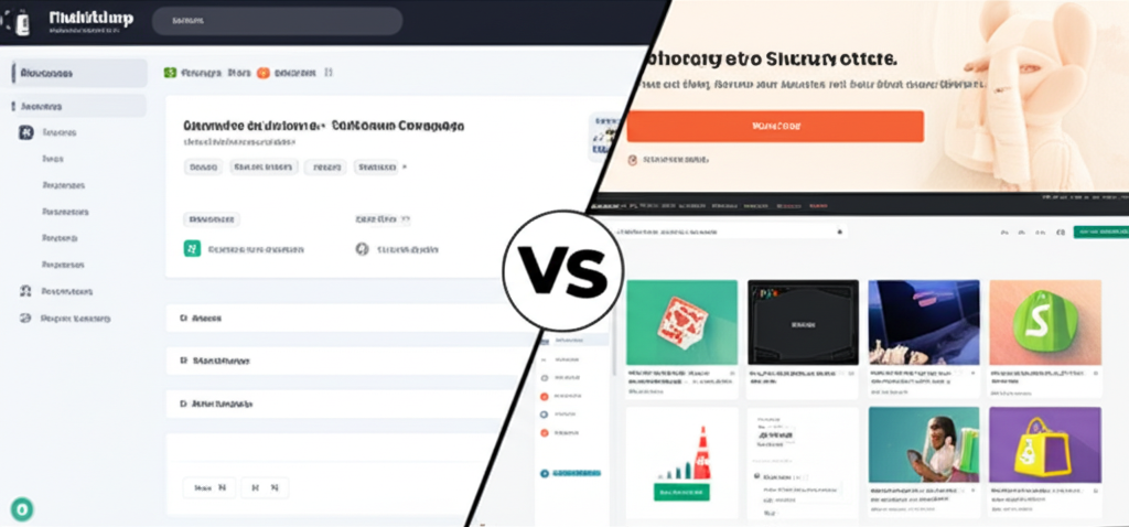 Generate a high-quality, relevant image prompt for an article about: Mailchimp vs Shopify Email: Ult