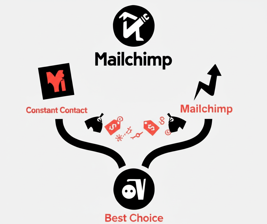 Generate a high-quality, relevant image prompt for an article about: Constant Contact Pricing vs Mai