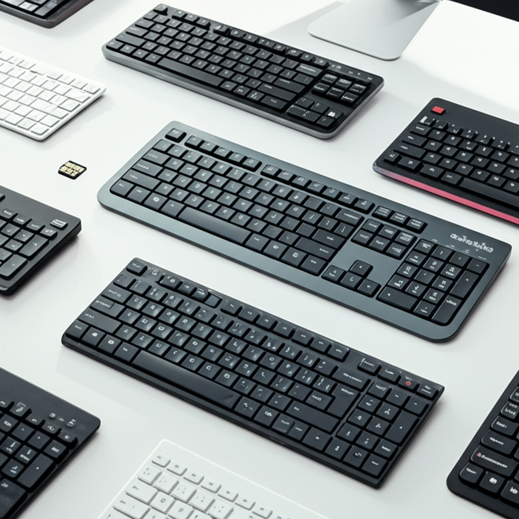 Generate a high-quality, relevant image prompt for an article about: 10 Best Buy Wireless Keyboards: