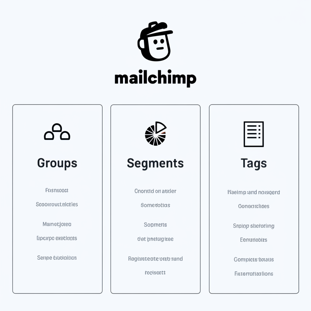 Generate a high-quality, relevant image prompt for an article about: Mailchimp Groups vs Segments vs